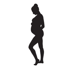 Silhouette of Pregnant Woman Standing in Profile