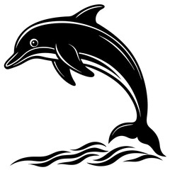 Fototapeta premium Black and White Dolphin in Motion: Dynamic Marine Art