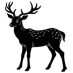 Black and White Deer Silhouette: Majestic Wildlife Art