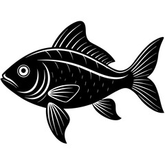 Fototapeta premium Black and White Fish Silhouette: Dynamic Marine Art