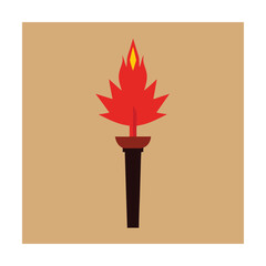Burning torch with maple leaf flame design