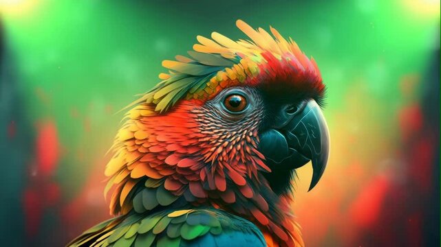 color macaw looking on nature background