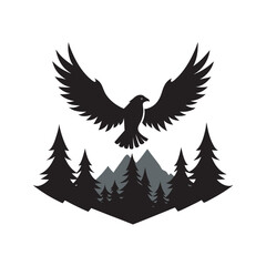 Obraz premium Eagle Flying Over Mountains Silhouette