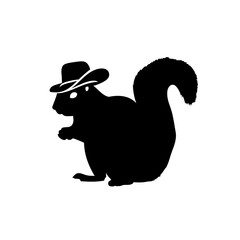 Hatted Squirrel Cartoon Animal Silhouette Vector Graphic: Quirky Forest Creature Illustration for Nature Lovers and Mascot Character Design
