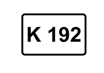Illustration eines Kreisstraßenschildes der K 192 in Deutschland	