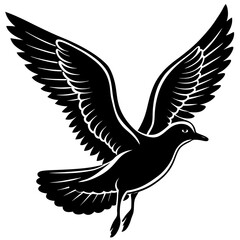 Fototapeta premium Black and White Seagull in Flight: Dynamic Bird Silhouette Art