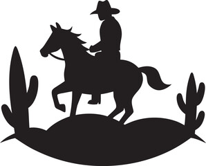 Cowboy Riding Horse Western Silhouette