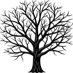 Obraz premium Black and White Bare Tree Silhouette: Winter Nature Art