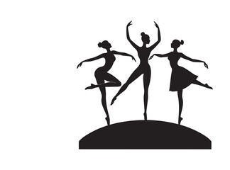 Ballet dancers performing on stage silhouette