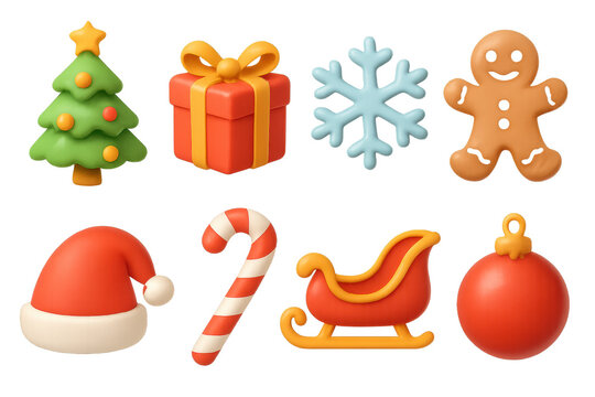 Christmas 3d icons set – festive, holiday and seasonal design elements