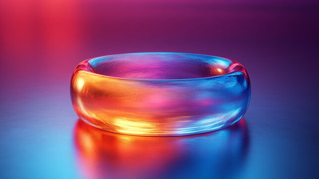 Vibrant 3D circular progress bar with multiple colorful segments and smooth gradient transitions. Modern digital design ideal for UI dashboards, data visualization, and tech presentations with space f