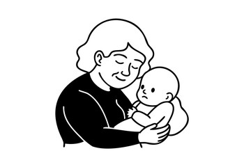 Grandmother lovingly holding her newborn grandchild