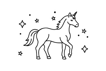 Cute line art unicorn magical creature fantasy horse