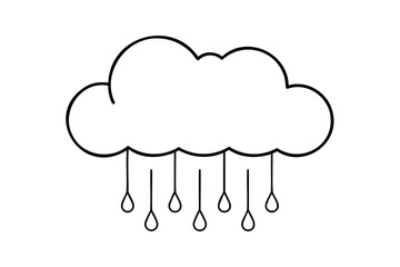 Simple line drawing of a cloud with rain drops