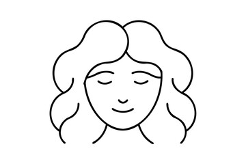 Serene woman line art minimalist peaceful face hair