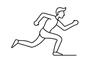Man running fast simple line drawing minimalist design