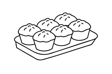 Six delicious muffins in a baking tray ready to eat