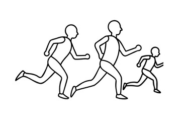 Three figures running marathon race competition fitness sport