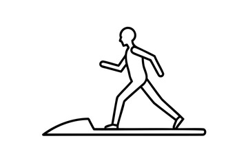 Simple line drawing person walking on treadmill exercise fitness