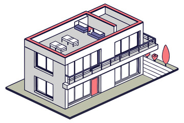 Obraz premium Top View Drawing of Urban Apartment Complex