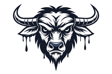 Mythical Buffalo Tattoo Line Drawing for T Shirt Design