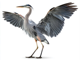 Fototapeta premium Portrait of a heron in the moment of takeoff. Its wings are stretched