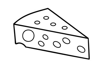A simple line drawing of a wedge of swiss cheese