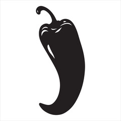 A logo with a chili pepper in black and white