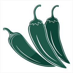 Green peppers on a white backdrop, graphic illustration