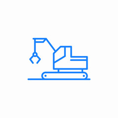 claw excavator in action icon sign vector