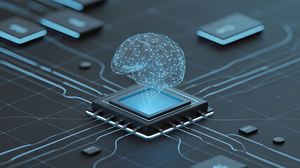 Artificial intelligence brain on a chip with circuit board connections shown