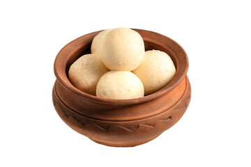 Rasgullas in matka or earthen pot isolated on transparent background.PNG
