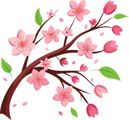 Delicate Pink Blossoms on a Branch Signifying the Beauty of Spring in a Gentle Floral and Botanical Illustration of Nature