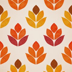 Fototapeta premium Abstract floral pattern with a retro, autumnal color palette.