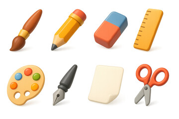 Creative tools icons set – 3d, design and art essentials collection