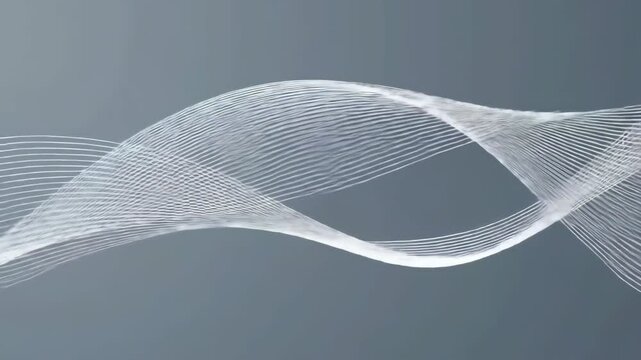 Abstract wave pattern with parallel white lines on gray background