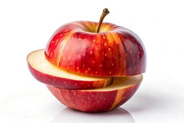 Sliced Red Delicious Apple with Stem Isolated on a Clean White Background