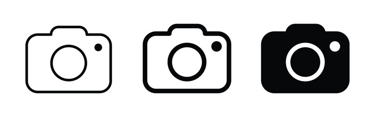 camera icon set. camera photo icon symbol, snapshot sign . line outline icons, flat style