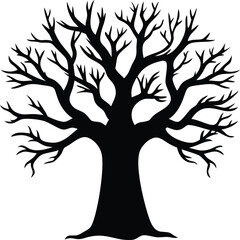 The Stark Silhouette of a Deciduous Tree against a White Background Creating a Dramatic and Simple Visual Effect