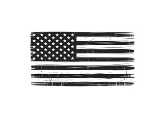 Distressed American Flag Vector Illustration in Black and White