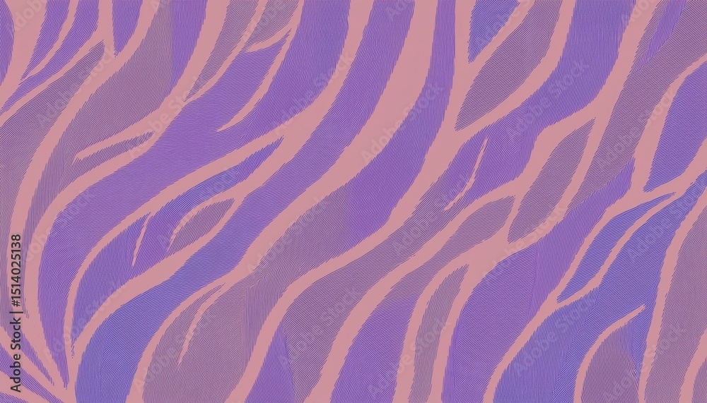 Poster vibrant purple brushstroke wave pattern on soft pink background for modern web design, textile print, or abstract branding