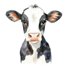 My Watercolor illustration, illustration, cows portrait painting isolated on a white background, illustration, AI painting design, vector illustration set, eps format