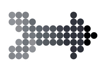 Arrow Made of Circles with Gradient from Light Grey to Black on a White Background for Graphic Design and Presentations