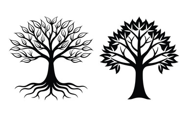 Obraz premium Minimalist Tree Silhouette Vector Nature Graphic Illustration.