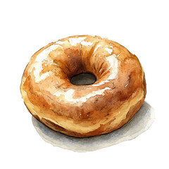My Watercolor illustration, donut painting isolated on a white background, illustration, AI painting design, vector illustration set, eps format