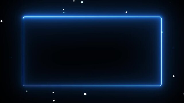 Animation of glowing neon rectangles abstract background. abstract glowing blue neon rectangle border frame. 4k animated on black background
