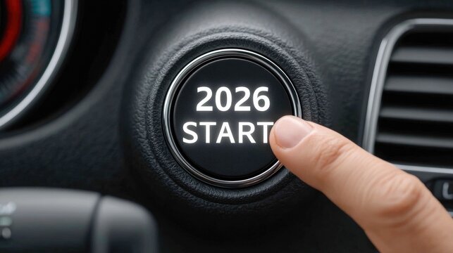 Finger Pressing 2026 Car Start Button - Powered by Adobe
