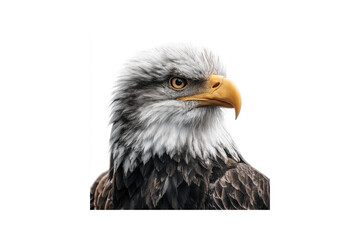 Obraz premium Majestic portrait of a bald eagle head with detailed feathers and intense gaze
