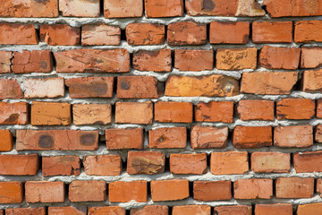 Detail of old damaged brick wall