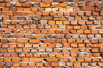 Detail of old damaged brick wall